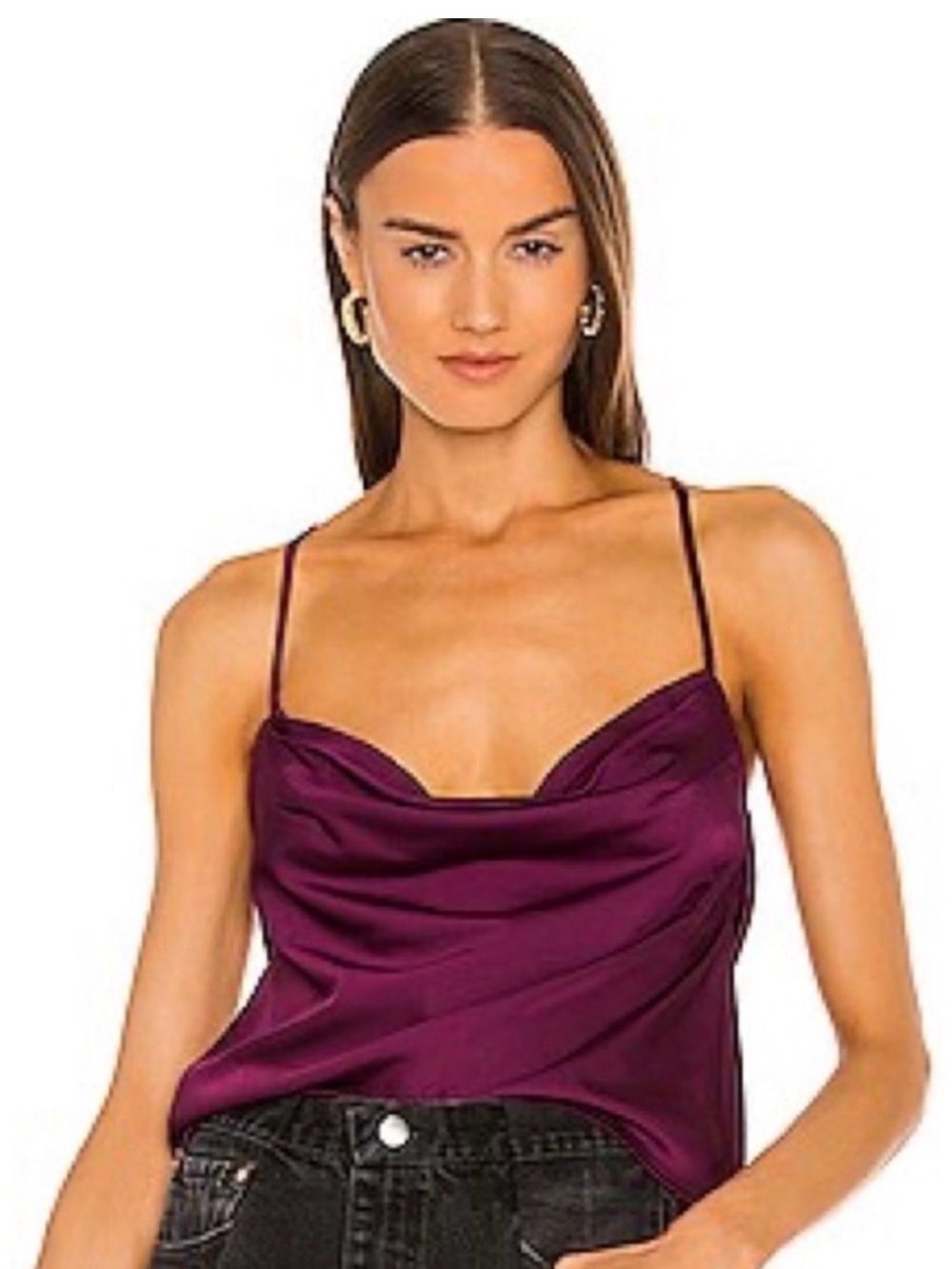 NWT Lovers and Friends Silk Cowl Neck Camisole – Burgundy – Size Small